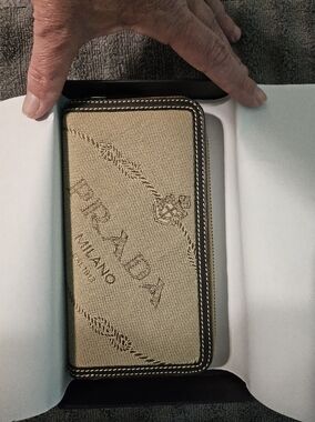 Prada Corda and Moro Logo Jacquard Wallet